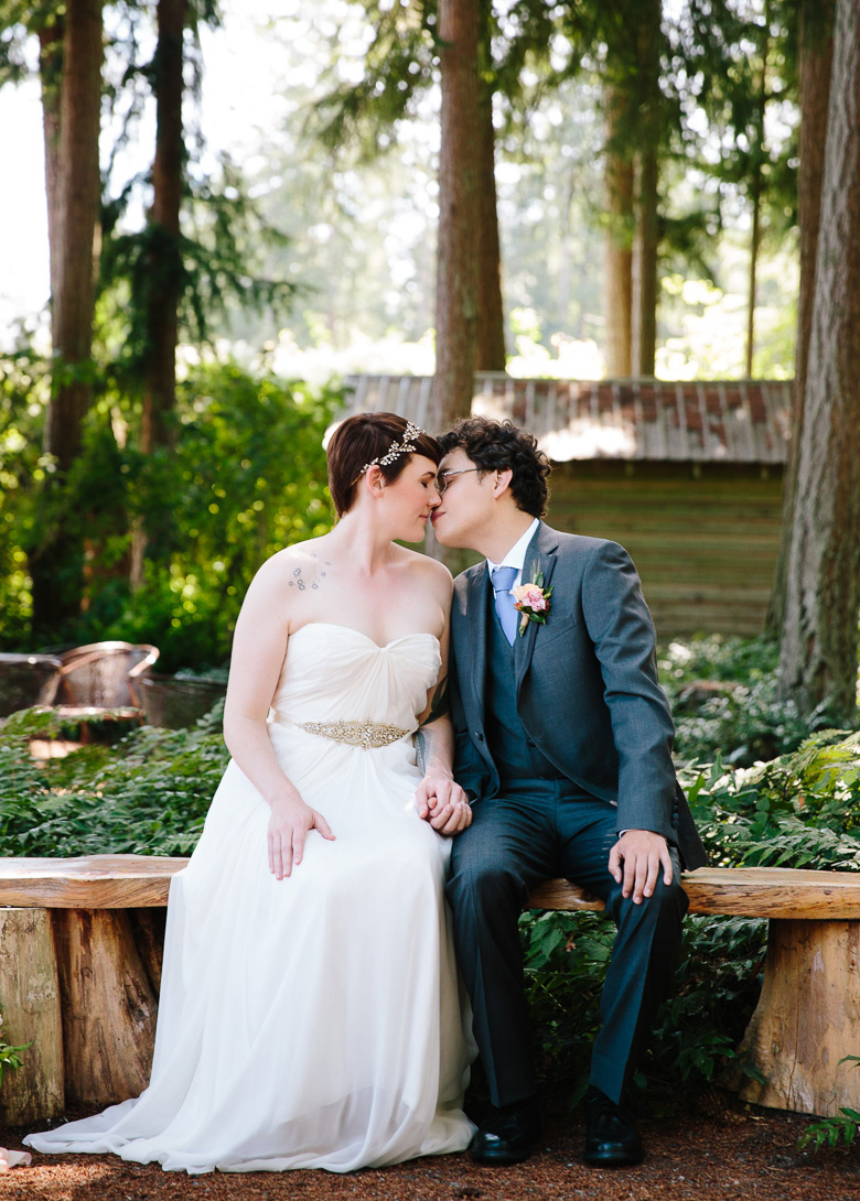Bride and groom during portraits before Fireseed Catering wedding on Whidbey Island