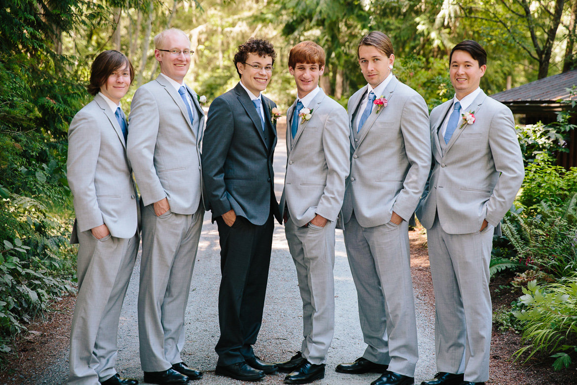 Groom and groomsmen before wedding ceremony at Fireseed Catering on Whidbey Island