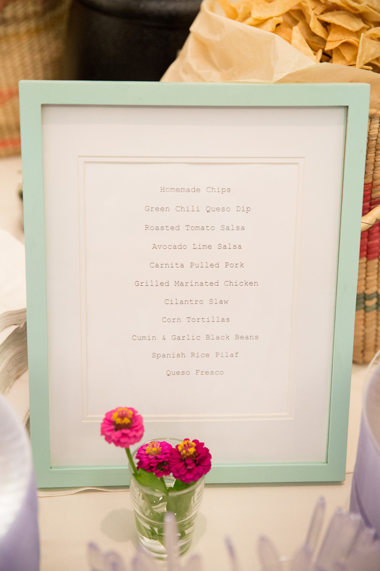Menu for wedding food at Center of Urban Horticulture in Seattle, WA
