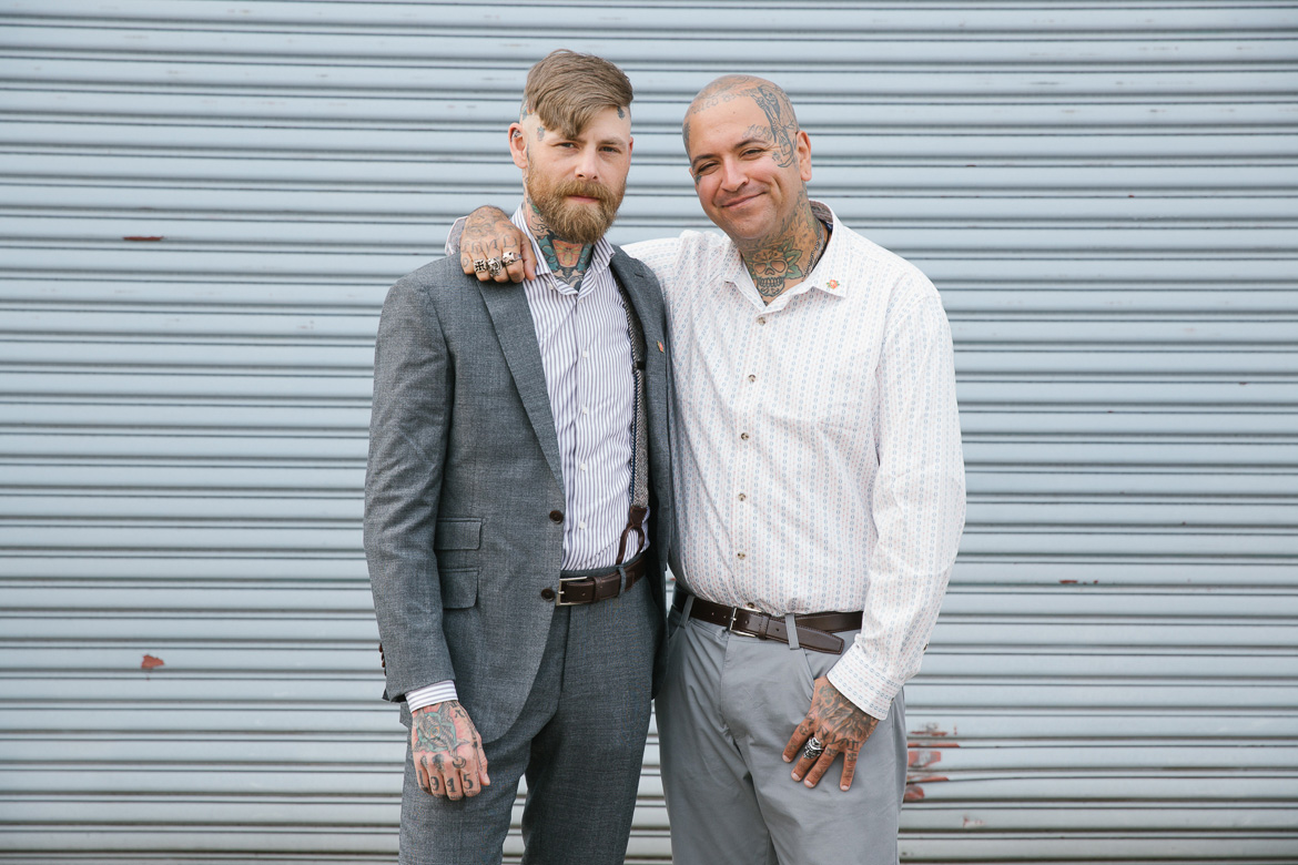 Within Sodo Seattle wedding groom groomsmen portrait 