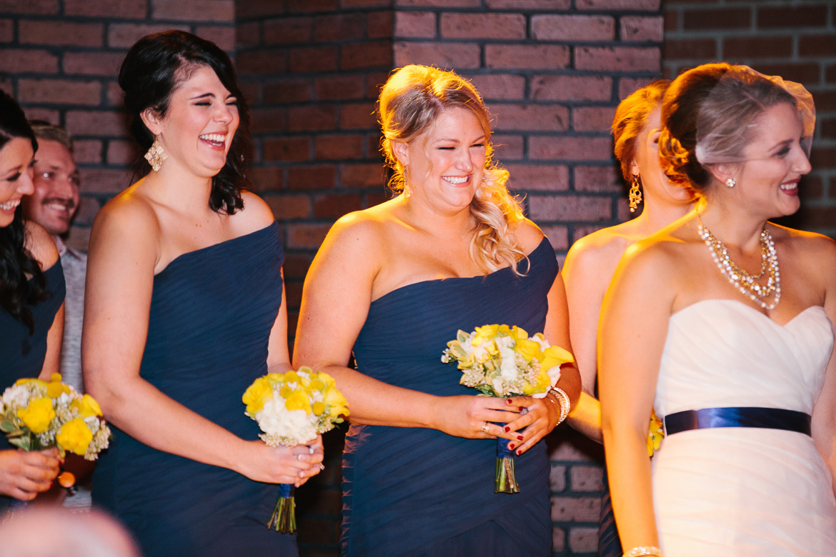 Bridesmaid during wedding ceremony at Georgetown Ballroom in Seattle, WA