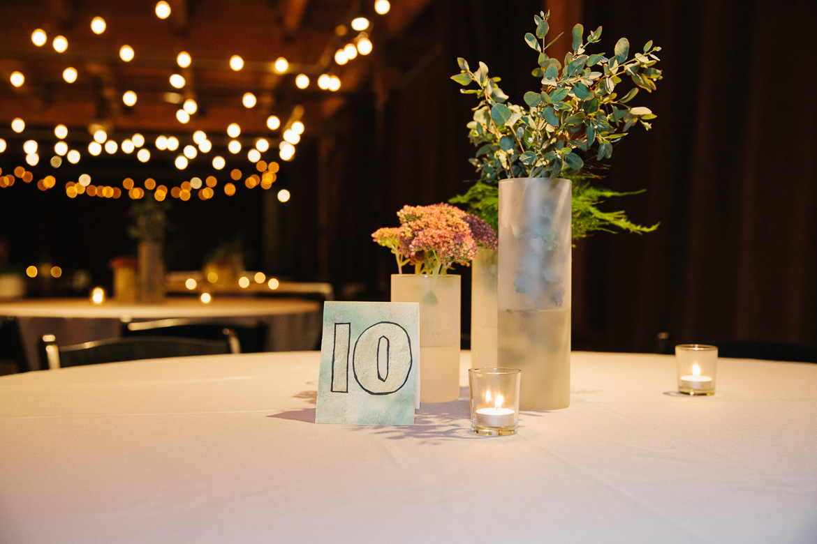 Table details at fall wedding at Melrose Market Studios in Seattle, WA
