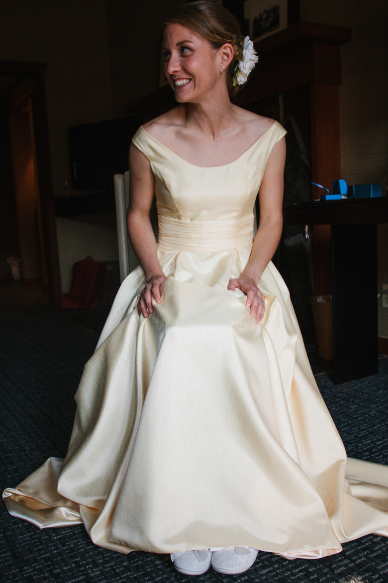 Bride before wedding at Salish Lodge in Snoqualmie WA
