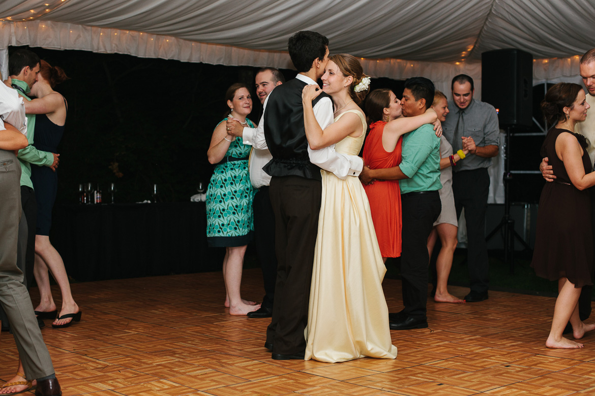 Bride and groom dancing at Salish Lodge wedding reception in Snoqualmie WA