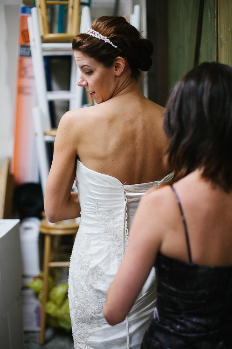 Bride getting ready for Whidbey Island Winery wedding