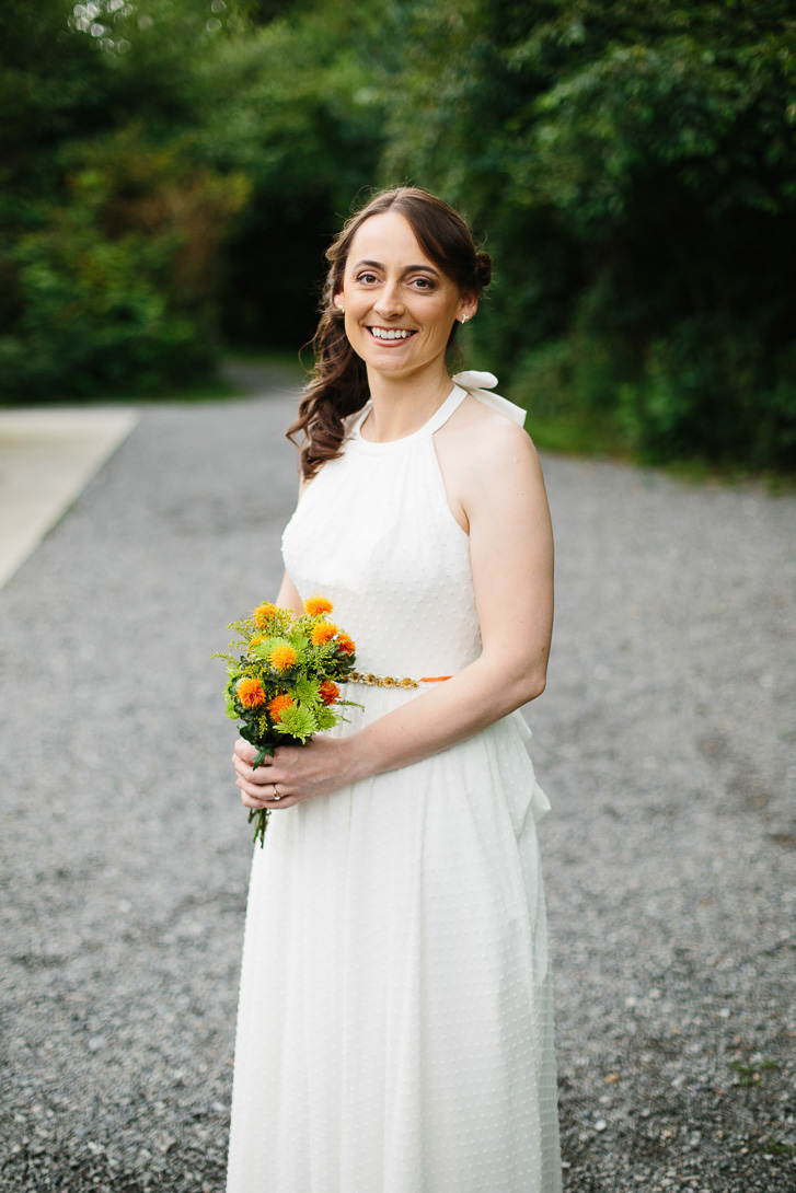 Bride before wedding ceremony at Wallace Falls State Park in Gold Bar, WA