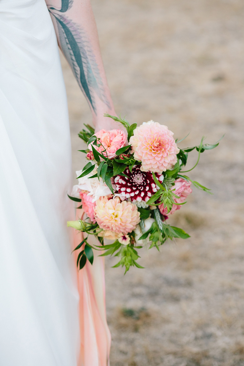 Bridal bouquet during wedding at Fireseed Catering on Whidbey Island, WA