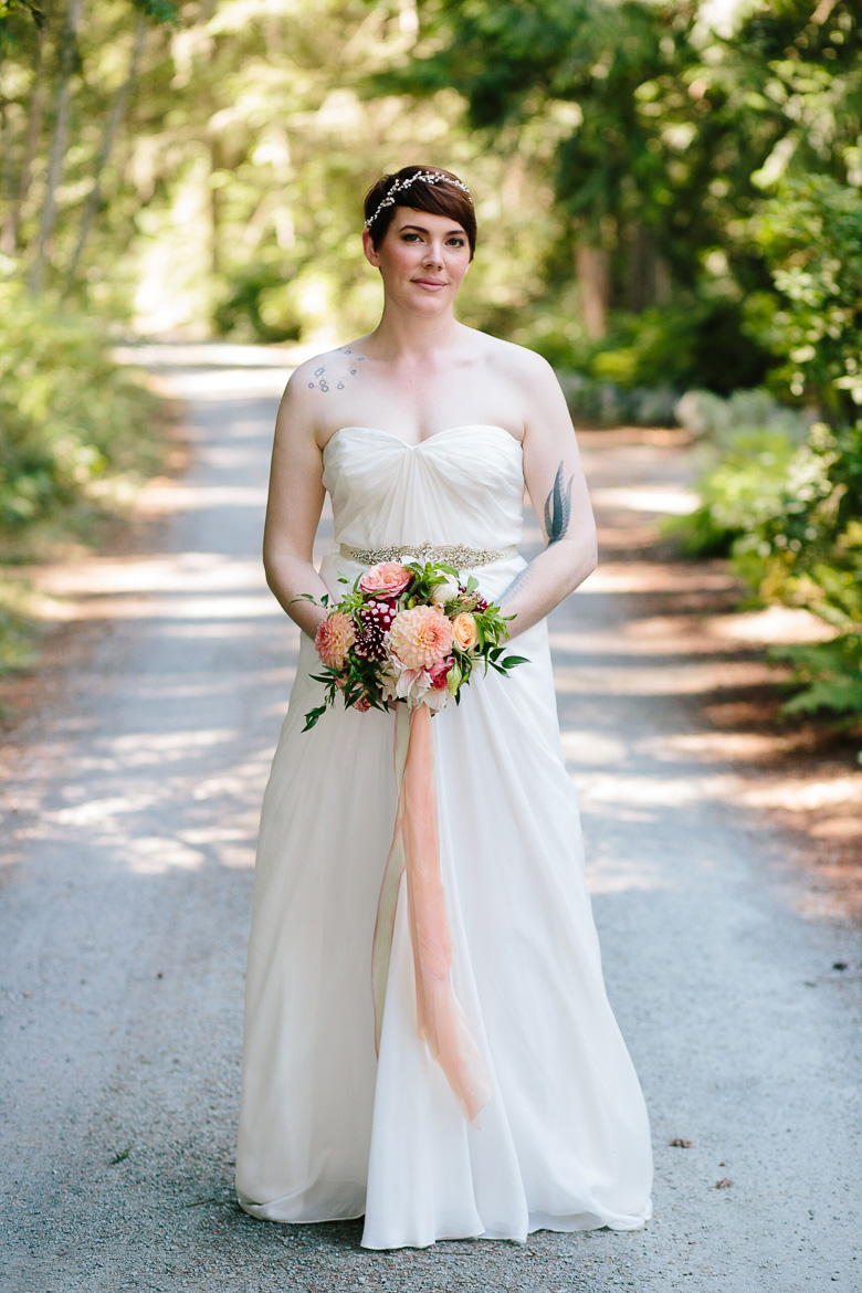 Bride portrait before wedding ceremony at Fireseed Catering on Whidbey Island