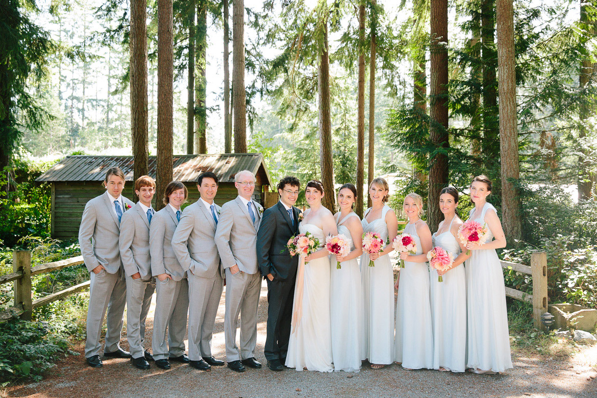 Bridal party before wedding ceremony at Fireseed Catering on Whidbey Island