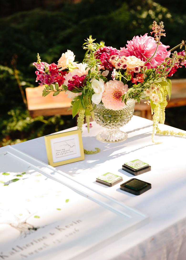 Guest sign in table at Fireseed Catering wedding on Whidbey Island, WA