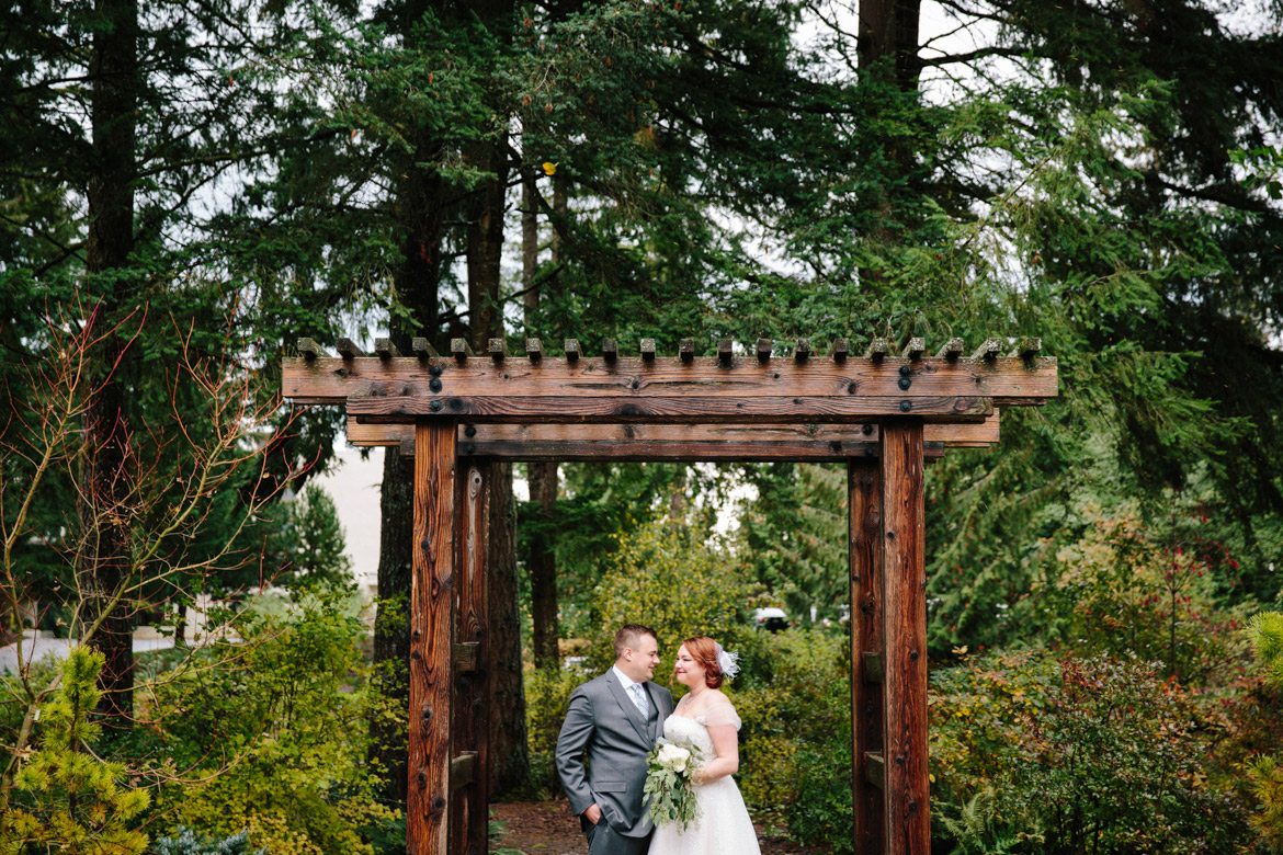 Bride and Groom during portraits before wedding at Lake Wilderness Lodge in Maple Valley, WA