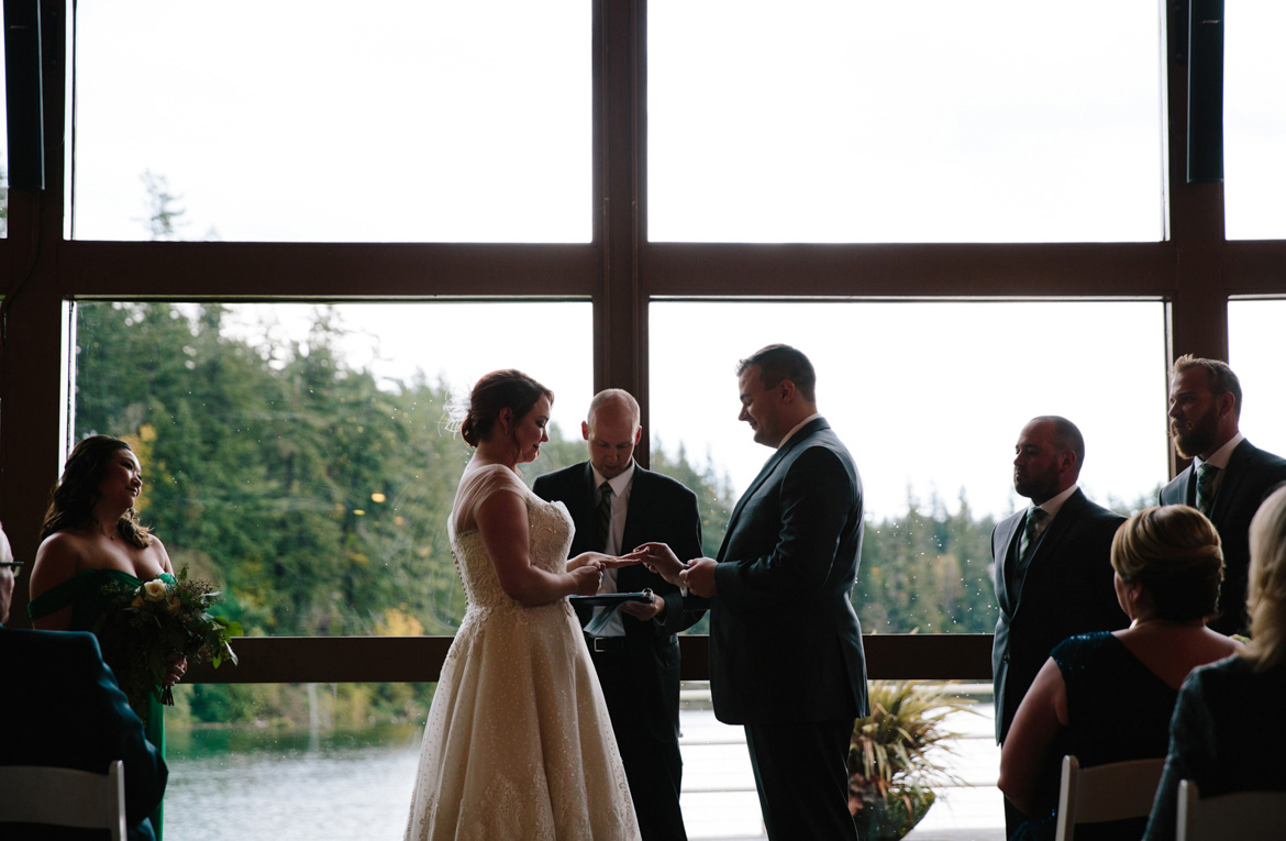 Wedding ceremony at Lake Wilderness Lodge in Maple Valley, WA