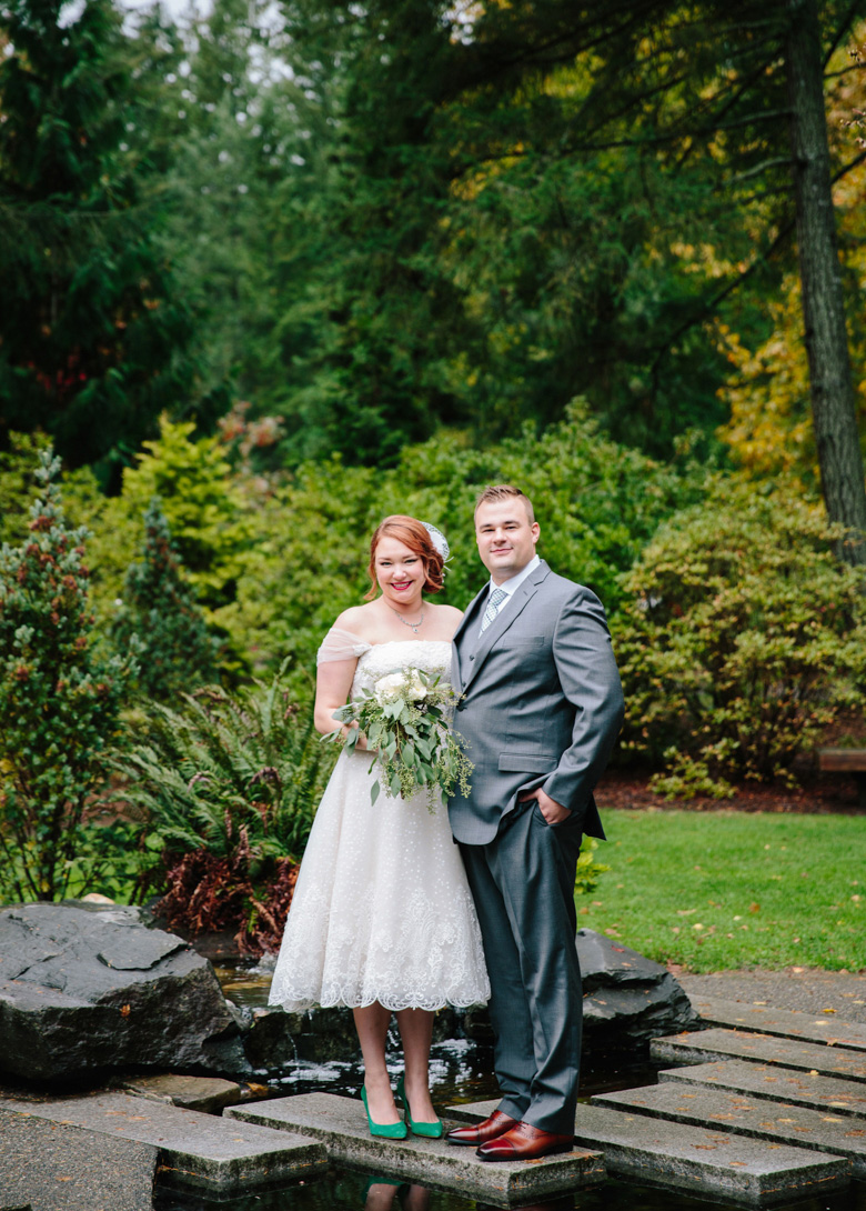 Bride and Groom during portraits before wedding at Lake Wilderness Lodge in Maple Valley, WA