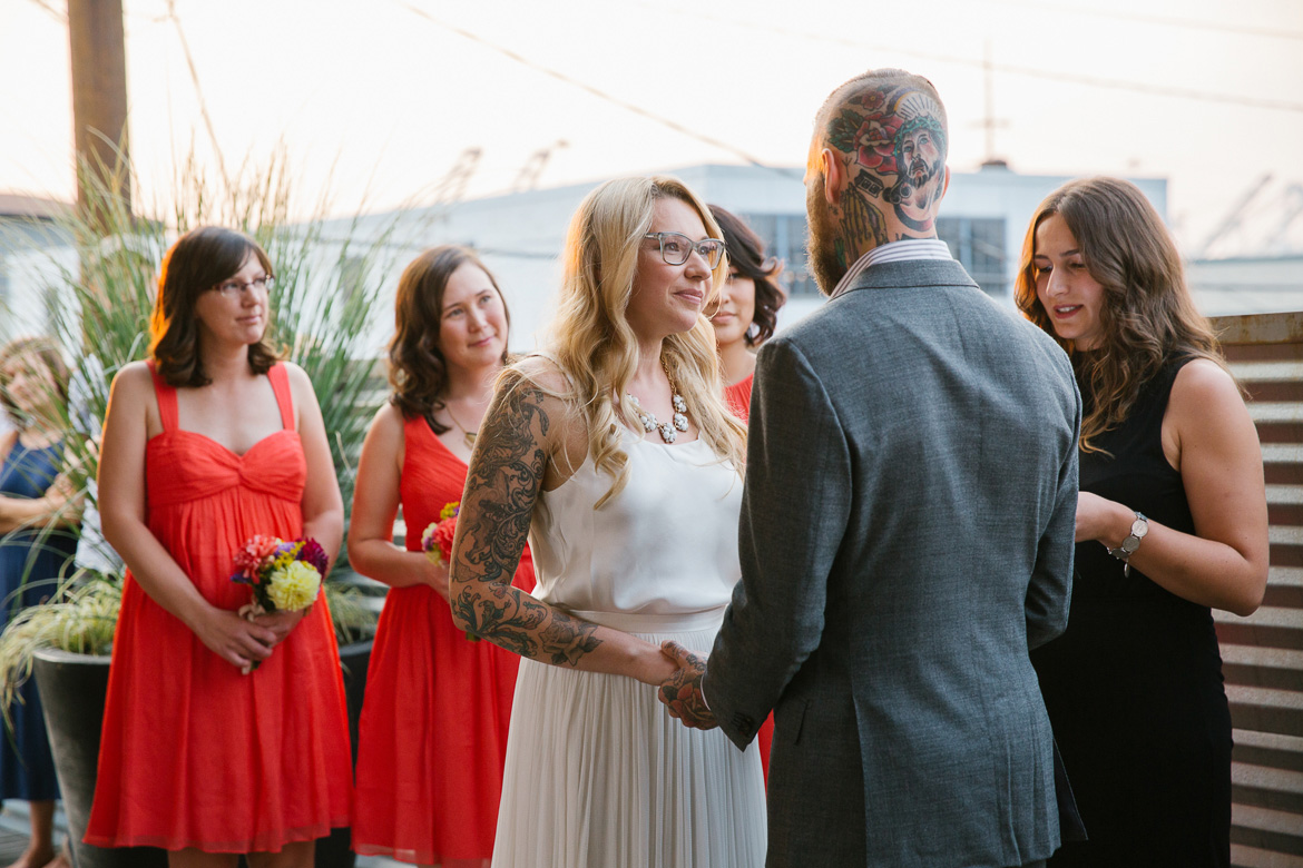 Within Sodo Seattle wedding ceremony bride groom 