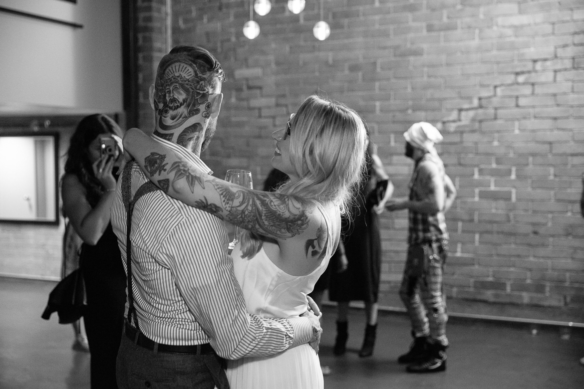 Within Sodo Seattle wedding reception dancing bride groom