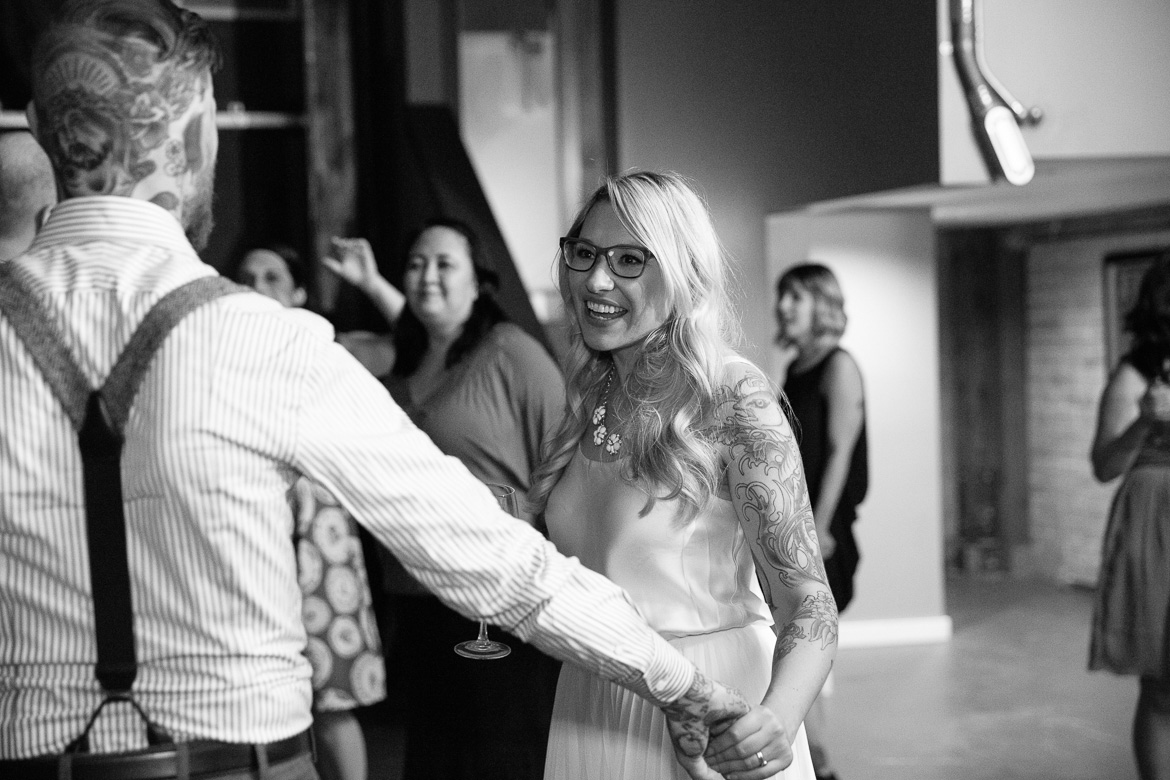 Within Sodo Seattle wedding reception dancing bride