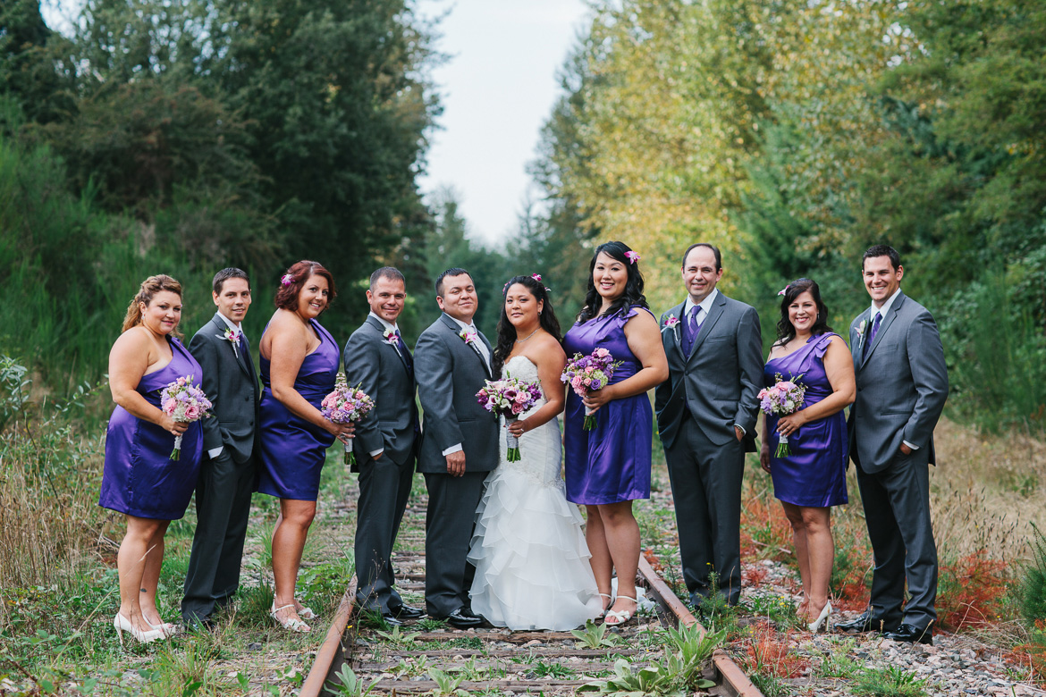 Bridal party during portraits at Columbia Winery wedding in Woodinville