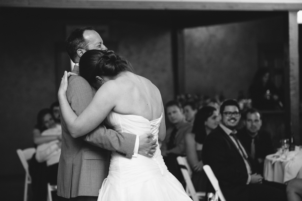 Bride and groom's first dance at Fireseed Catering wedding on Whidbey Island, WA