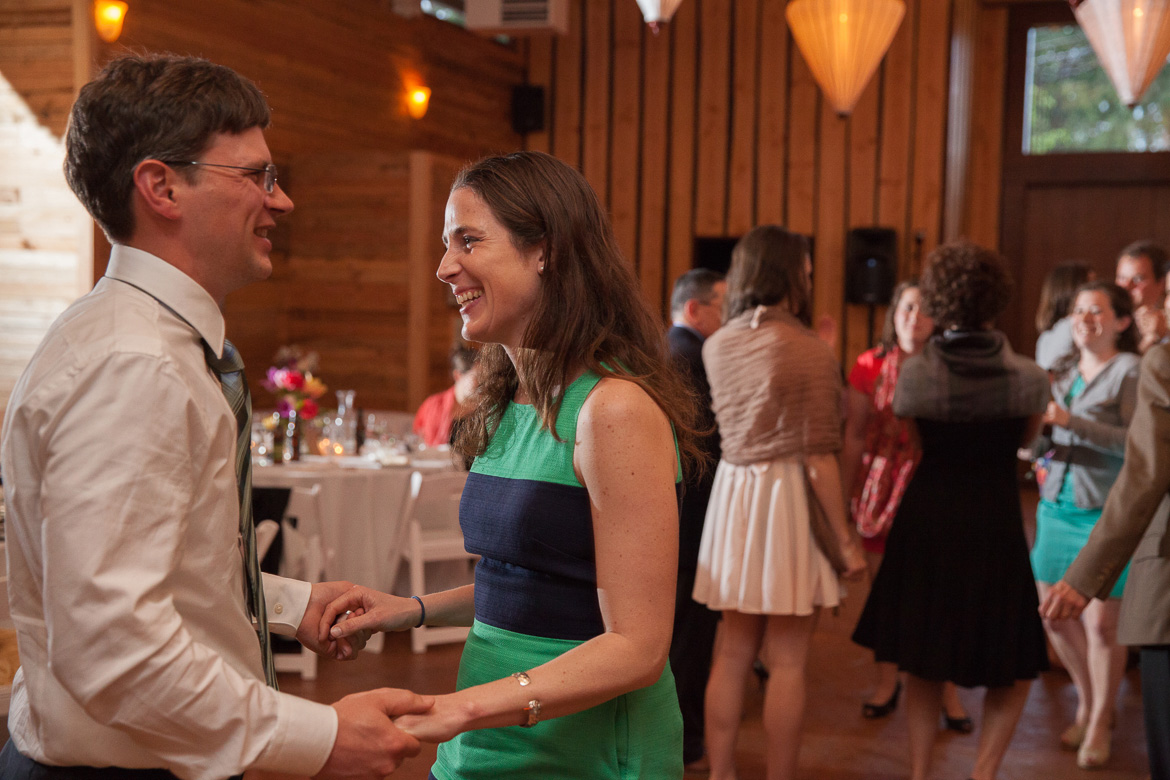 Guests dancing during wedding reception at Fireseed Catering on Whidbey Island, WA