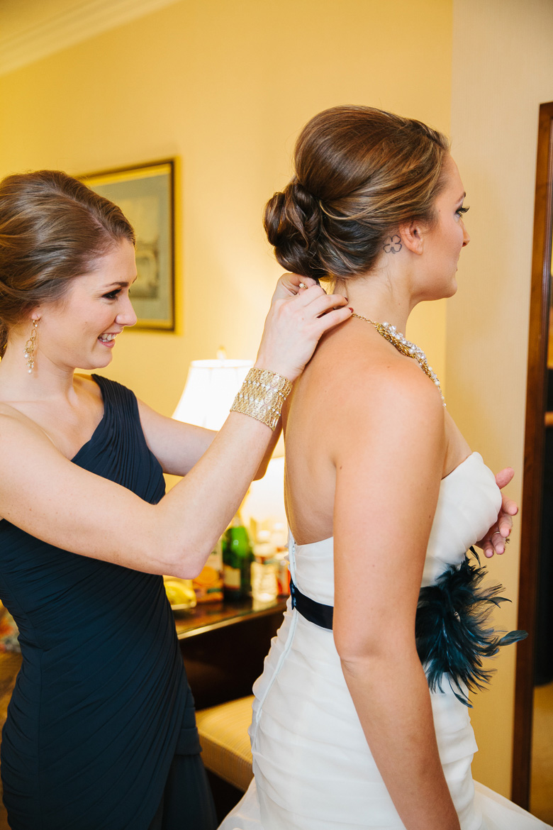 Bride getting ready at Fairmont Hotel in Seattle, WA