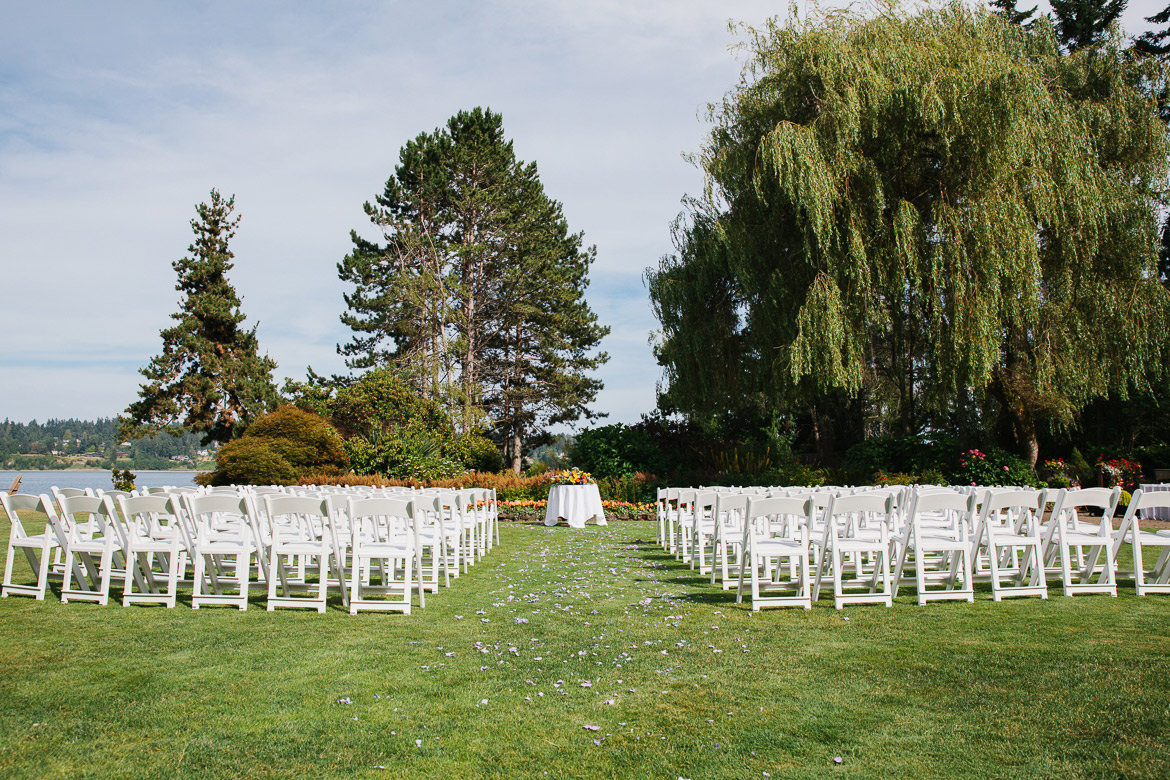 Ceremony site at Kiana Lodge wedding in Poulsbo, WA