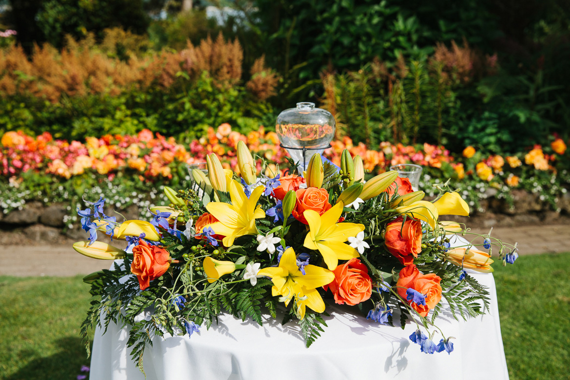 Ceremony site flower detail at Kiana Lodge wedding in Poulsbo, WA