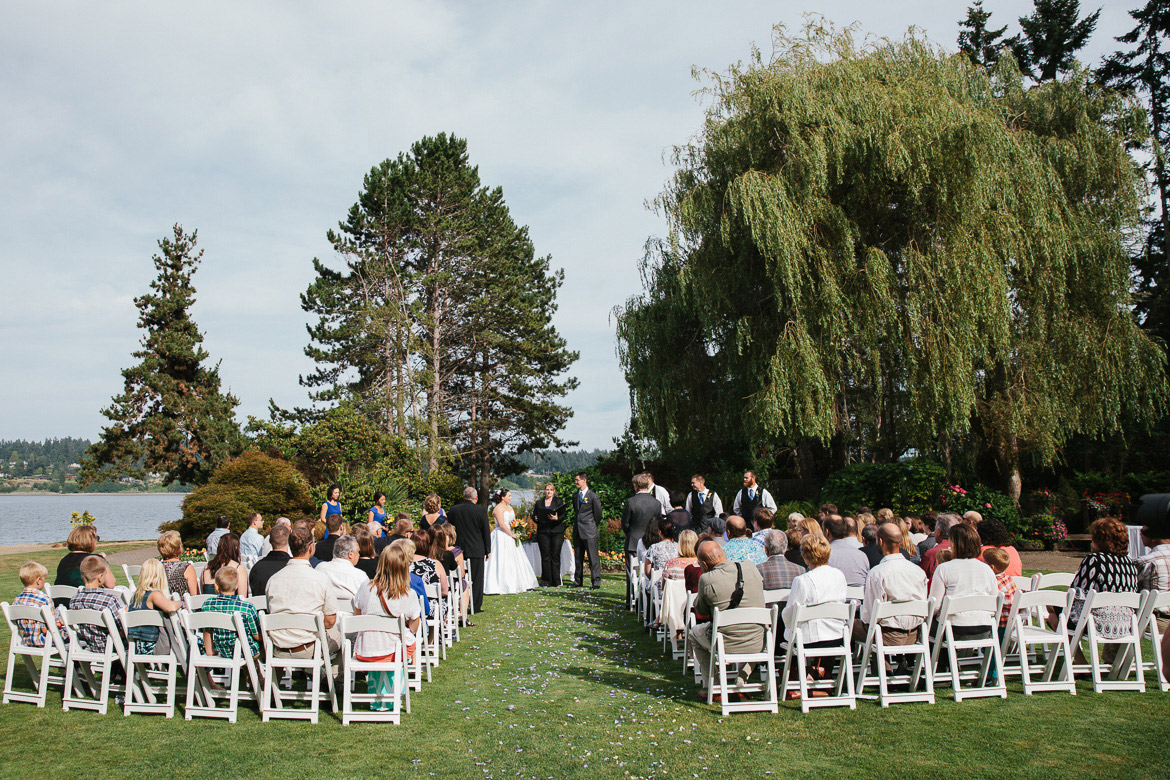 Ceremony site at Kiana Lodge wedding in Poulsbo, WA