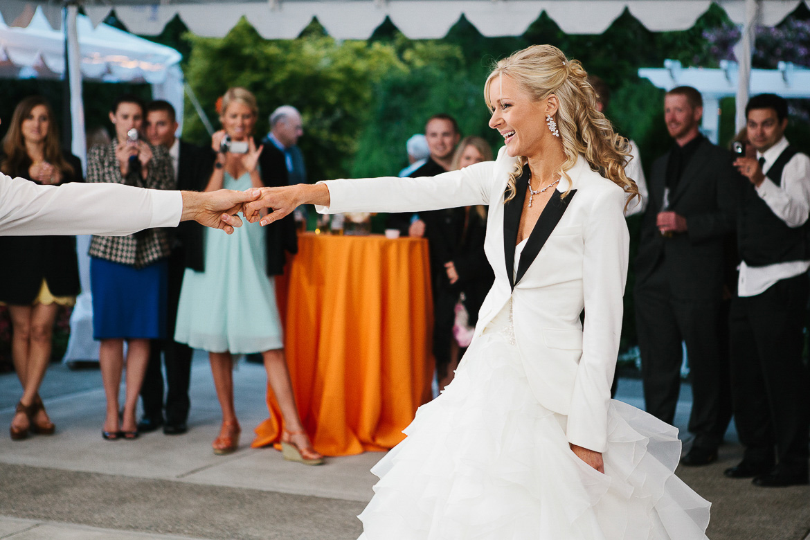 Bride and groom;s first dance wedding reception at Laurel Creek Manor in Sumner, WA
