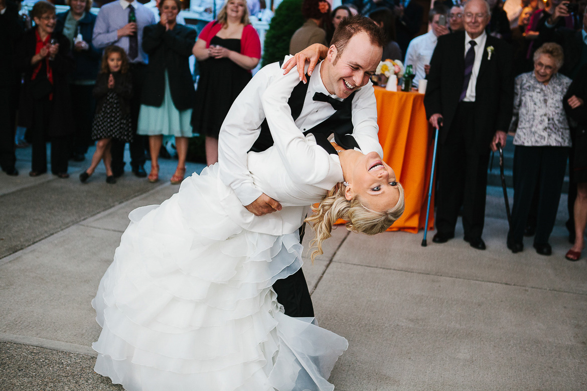 Bride and groom;s first dance wedding reception at Laurel Creek Manor in Sumner, WA