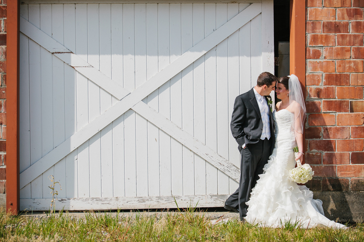 Bride and groom portrait before wedding at Lord Hill Farms in Snohomish WA