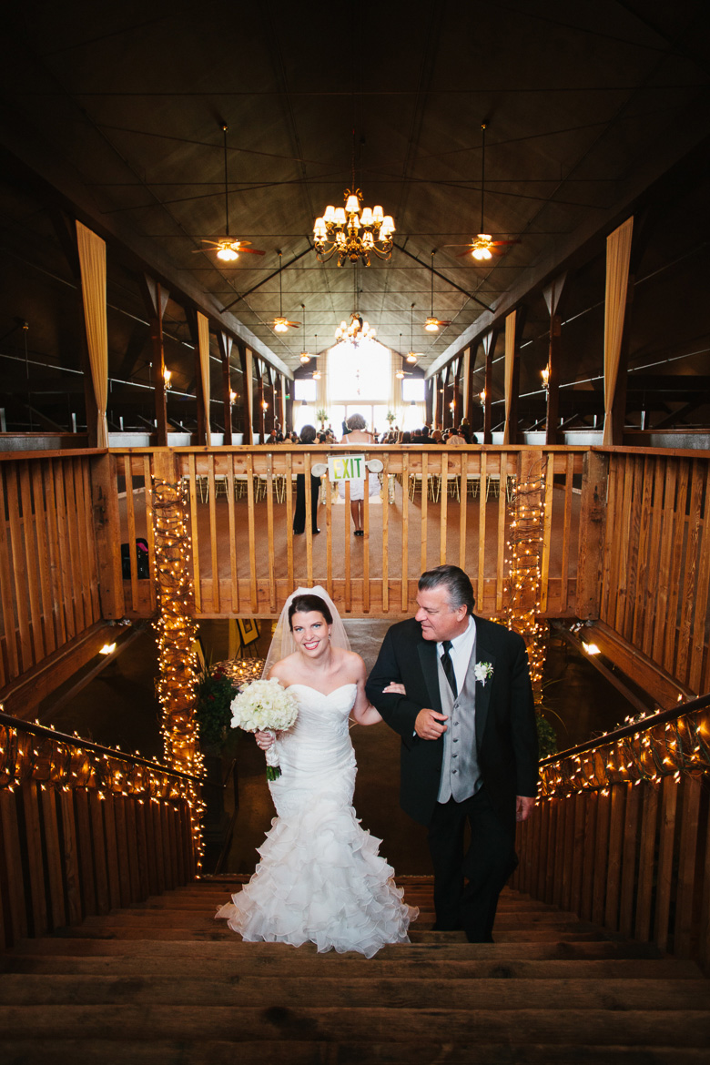 Bride and father of the bride before wedding at Lord Hill Farms in Snohomish WA