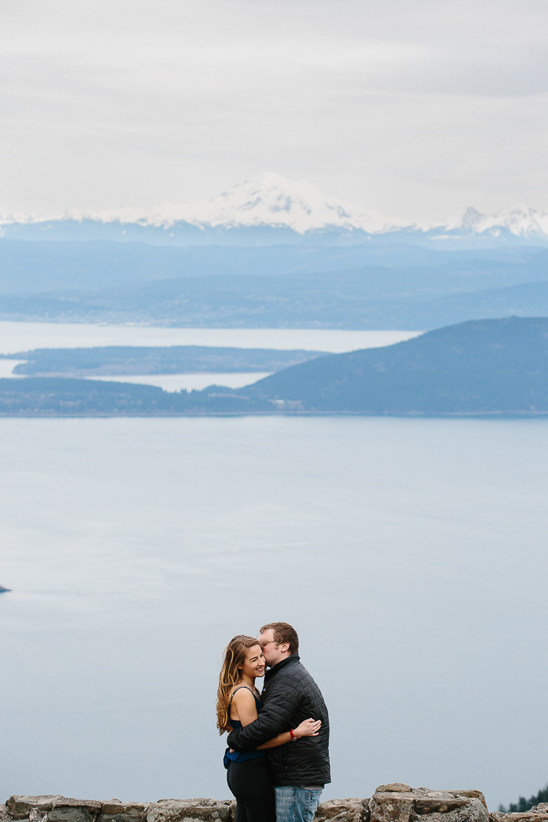 Mt Constitution engagement photos with views of Mt Baker