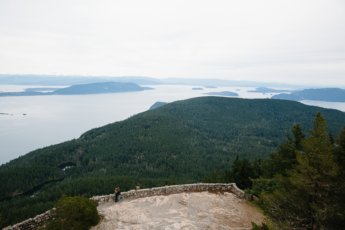 View from Mt Constitution of San Juan Islands during engagement photo session