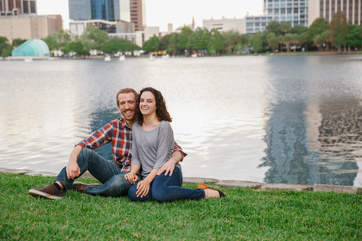 Engagement photos at Lake Eola Park in Orlando, FL
