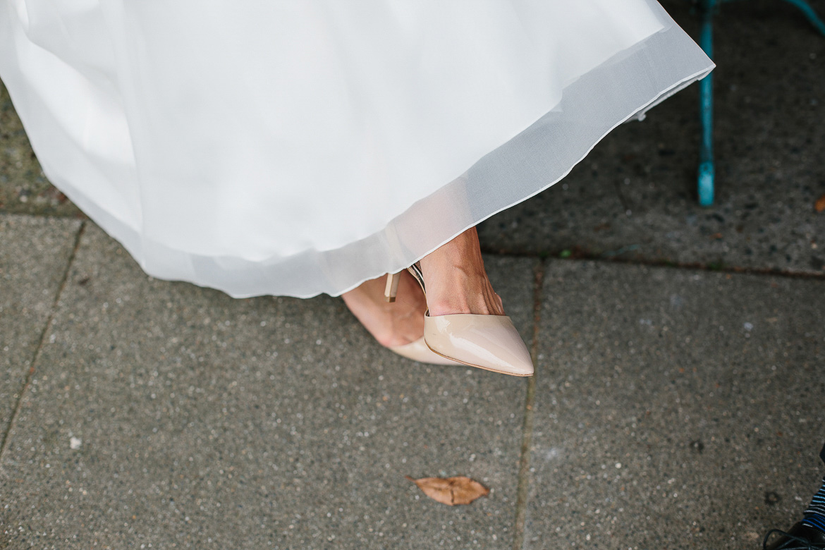 Bride's shoes for Seattle Elopement in Pike Place Market