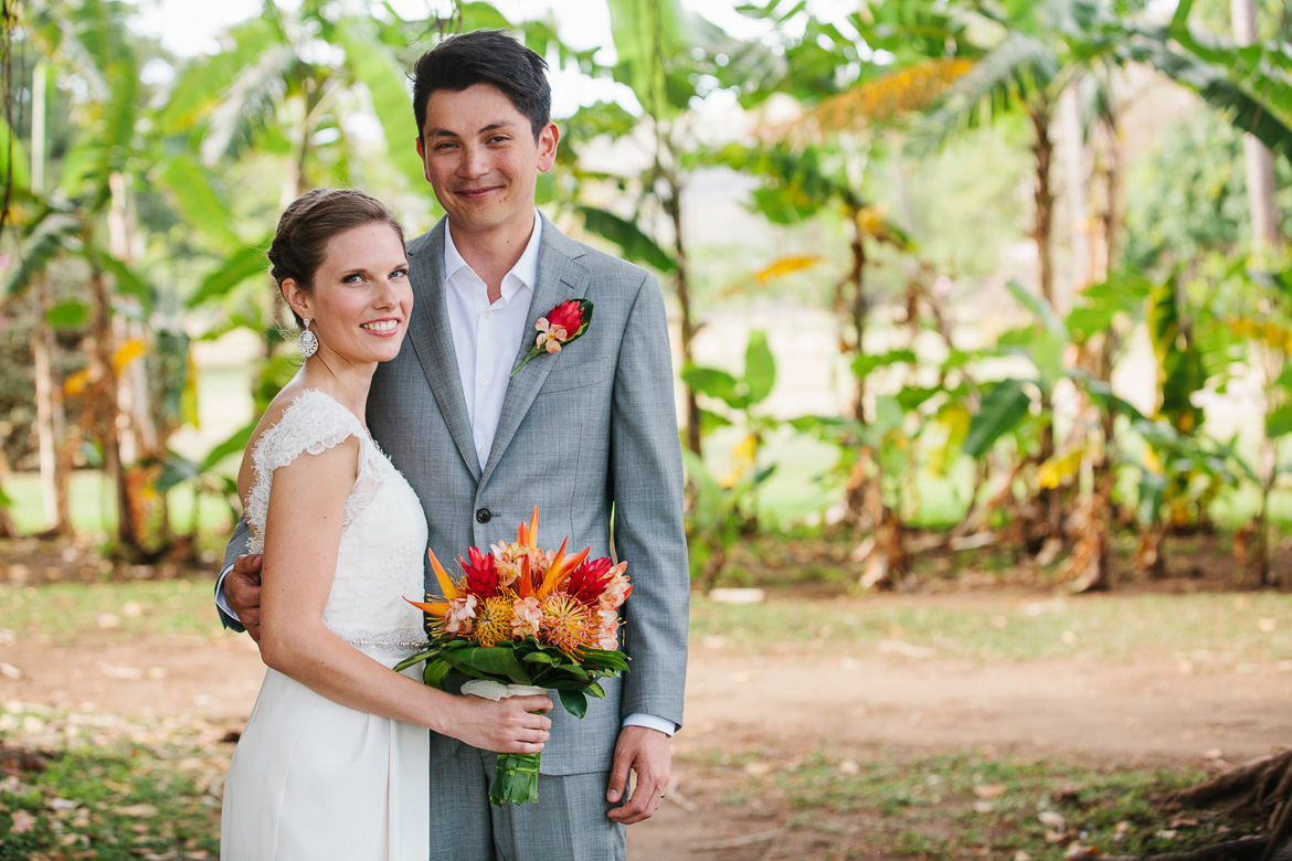 Waimea Plantation Cottages wedding Kauai bride groom portrait