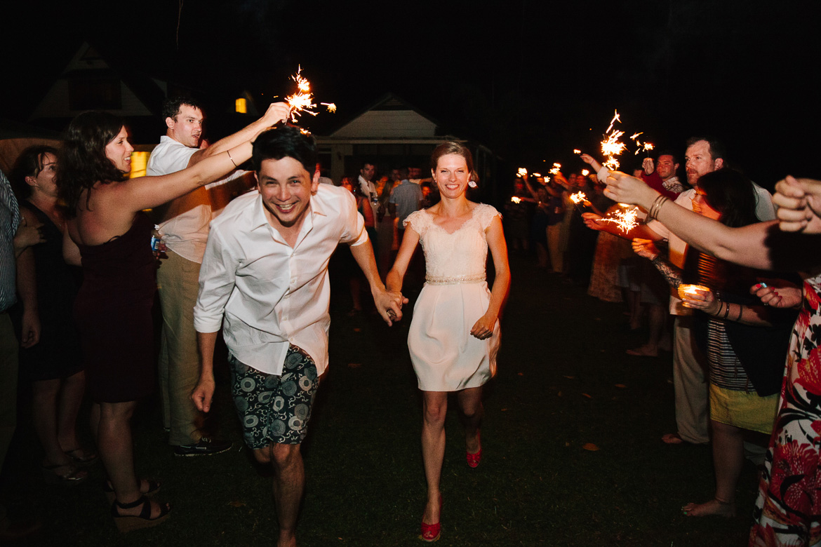 Waimea Plantation Cottages wedding Kauai reception sparkler bride groom
