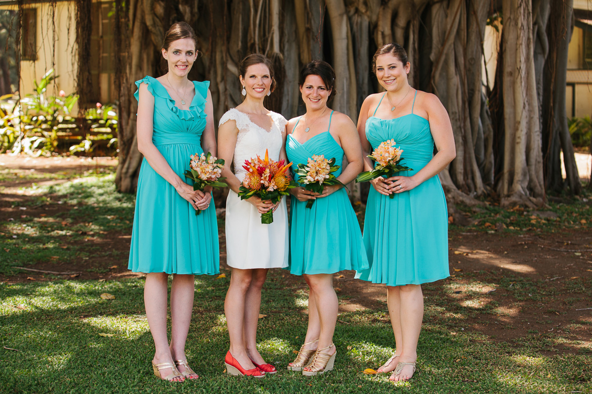 Waimea Plantation Cottages wedding Kauai bridesmaids bride