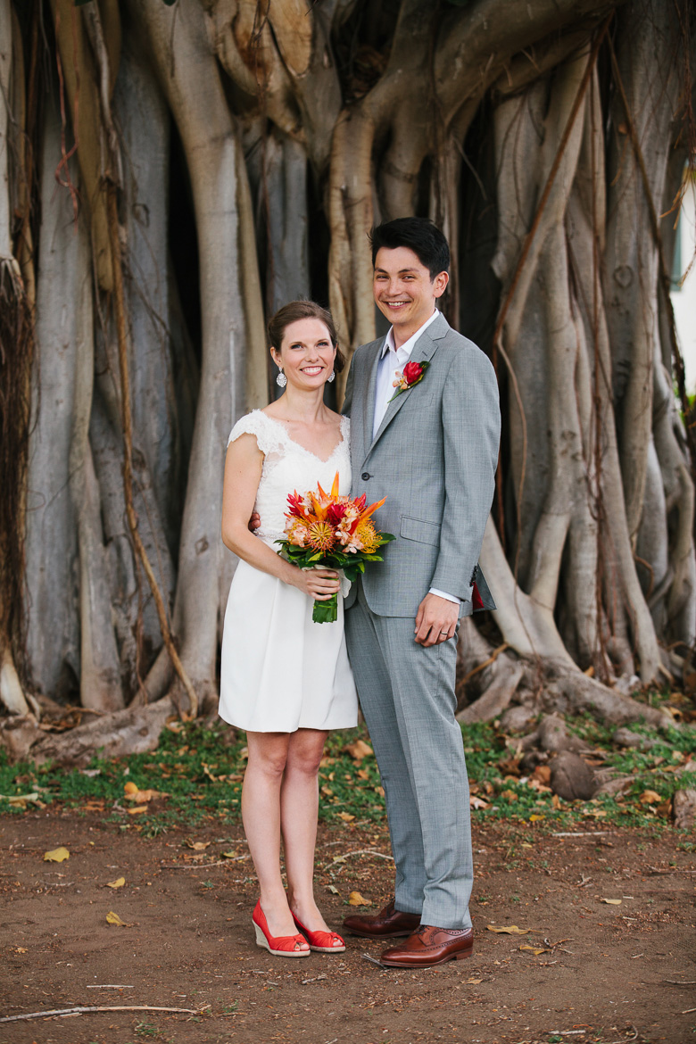 Waimea Plantation Cottages wedding Kauai bride groom portrait