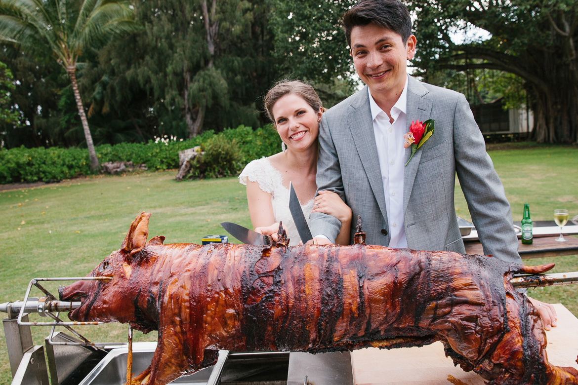 Waimea Plantation Cottages wedding Kauai reception bride groom pig roast